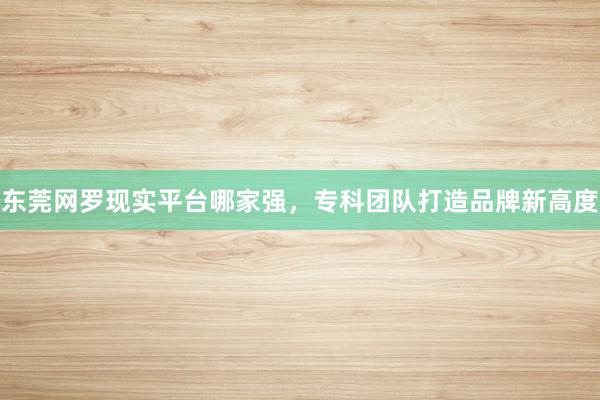 东莞网罗现实平台哪家强，专科团队打造品牌新高度
